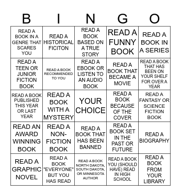 WINTER READING BINGO Card