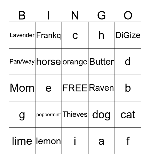 Oil Bingo  Bingo Card