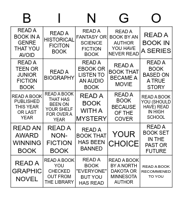 WINTER READING BINGO Card