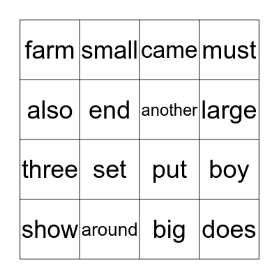 141-160 Bingo Card