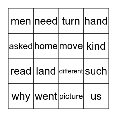 161-180 Bingo Card