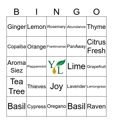 It's Thyme for Oil Bingo Card