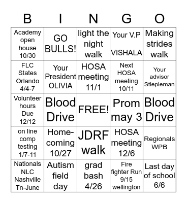 HOSA Bingo Card