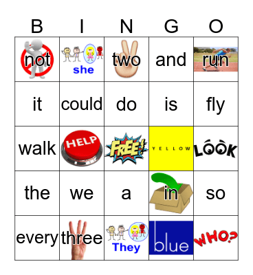 Sight Words Bingo Card