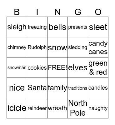 Holiday Bingo Card