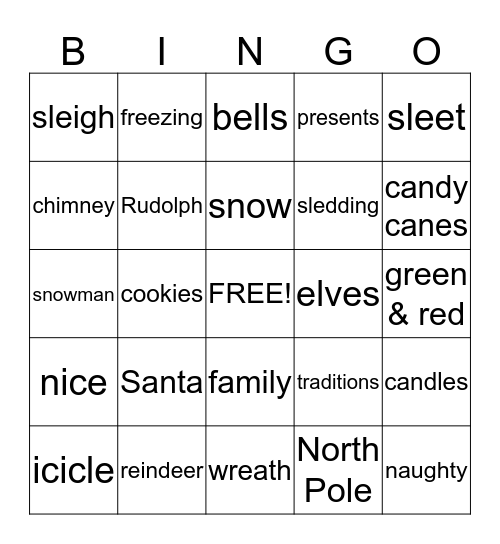 Holiday Bingo Card