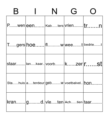 Taal Bingo Card