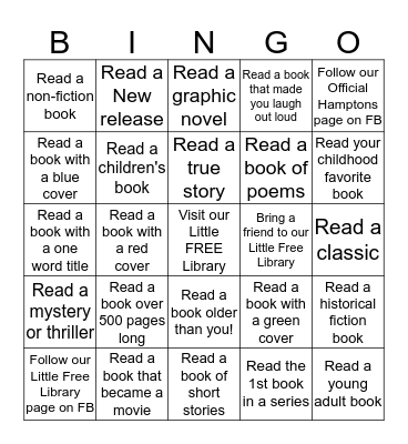 The Hamptons Winter Reading Challenge Bingo Card