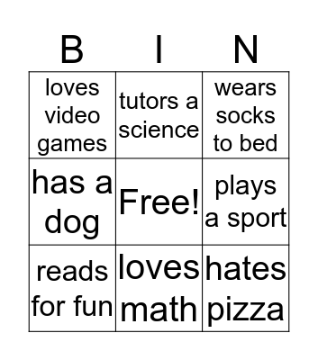 Find someone who... Bingo Card