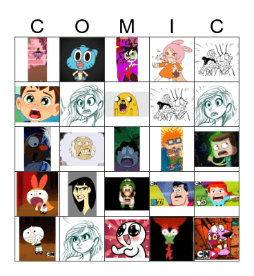 Comic Characters Emotions Bingo Card
