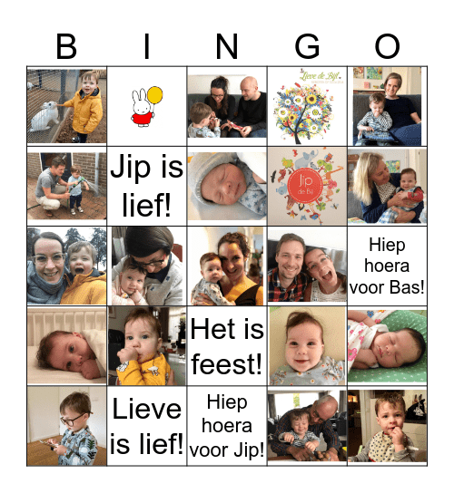 Hiep hiep hoera voor Bas en Jip! Bingo Card