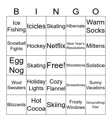 Winter is Wonderful Bingo Card