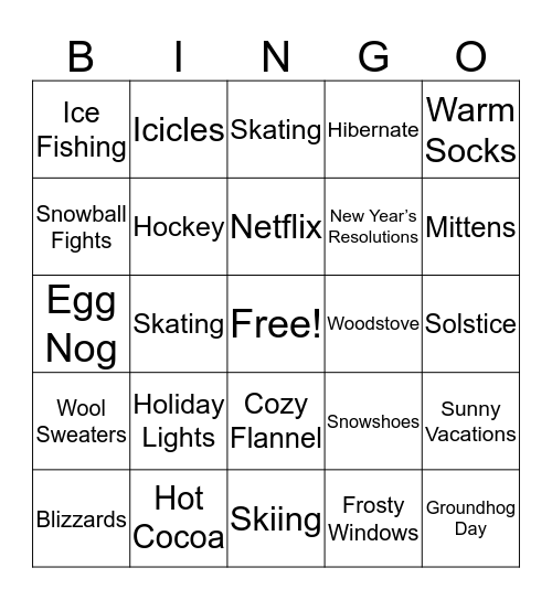 Winter is Wonderful Bingo Card