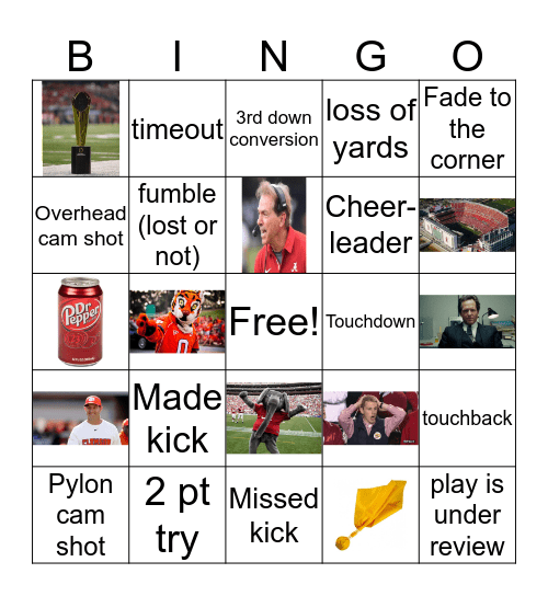 College Football Bingo Card