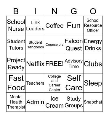 WHS Resources Bingo Card