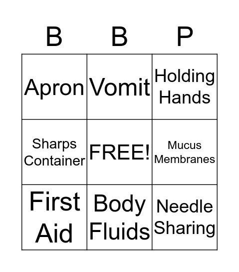 Bloodborne Pathogen Bingo Card