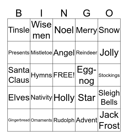**Christmas Bingo** Bingo Card