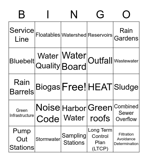 NYC Water Bingo Card