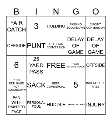 COWBOYS VS RAMS Bingo Card