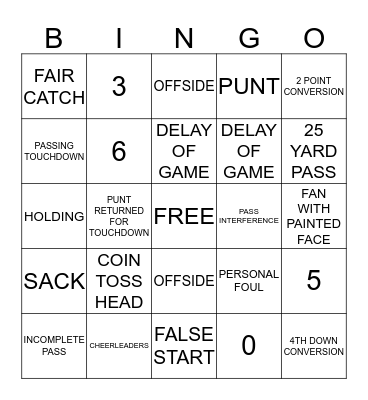 COWBOYS VS RAMS Bingo Card
