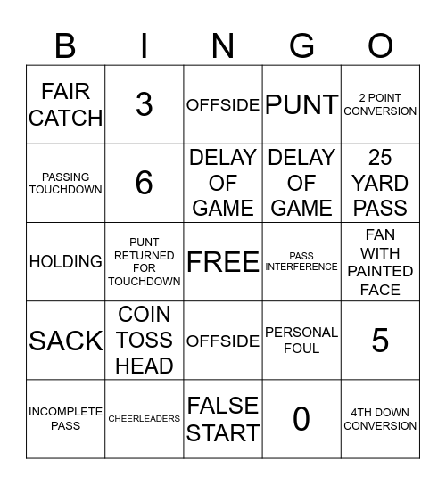 COWBOYS VS RAMS Bingo Card