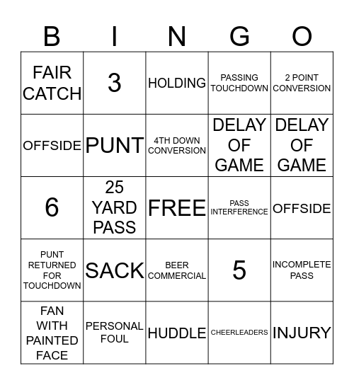 COWBOYS VS RAMS Bingo Card