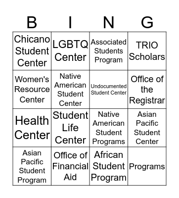 Cross-Cultural Centers UCR  Bingo Card