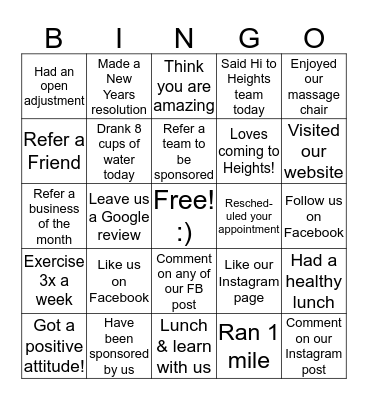 2019 Bingo Card