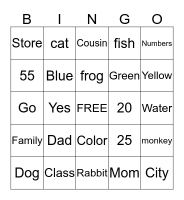 ASL Bingo Card