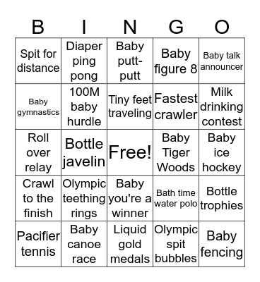 Winter Baby Olympics  Bingo Card