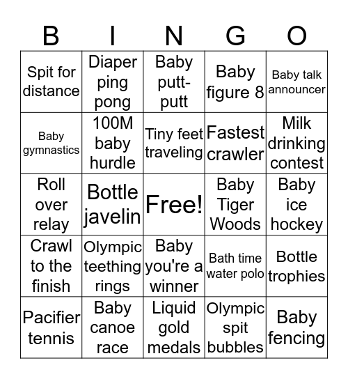 Winter Baby Olympics  Bingo Card