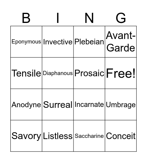 Cycle 8 Bingo Card