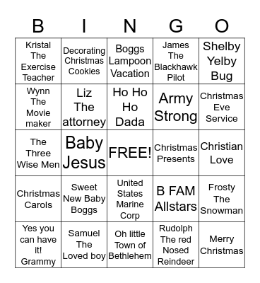 Boggs Family Christmas 2013  Bingo Card