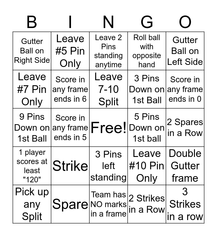 Abt Bowling Bingo Card