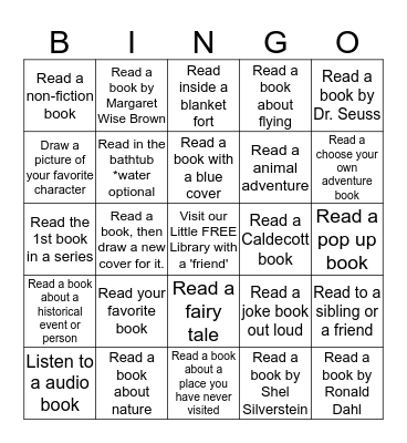 The Hamptons "Kids" Winter Reading Challenge  Bingo Card