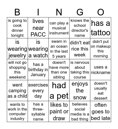 Find someone who... Bingo Card