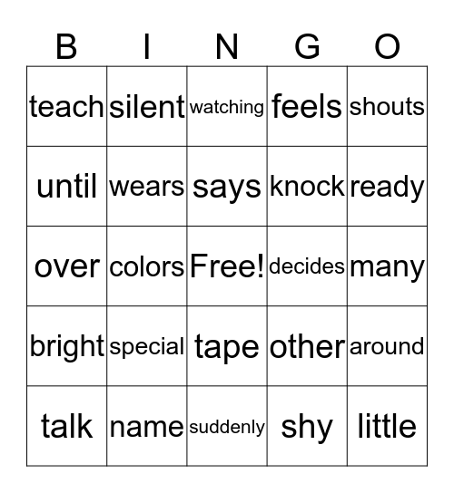 Level H Sight Word Bingo Card