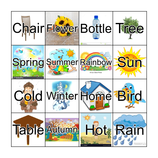 Season and Weather Bingo Card