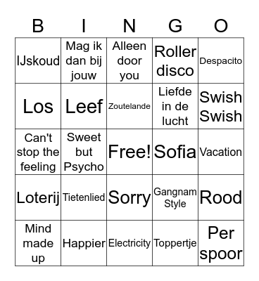 SWINGO Bingo Card