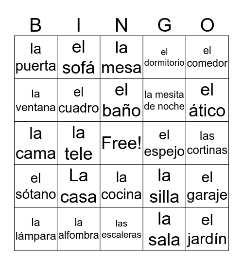 La casa Bingo Card