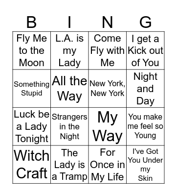 Musical Bingo Card