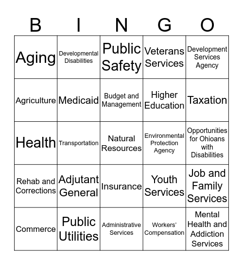 Cabinet Position BINGO! Bingo Card