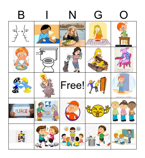 Good Manners Bingo Card