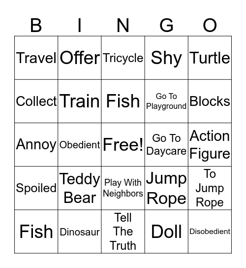 Childhood Espanol Bingo Card