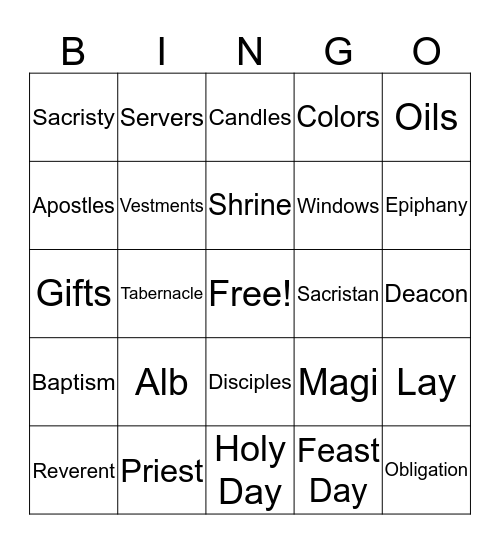 Mass Day Bingo Card
