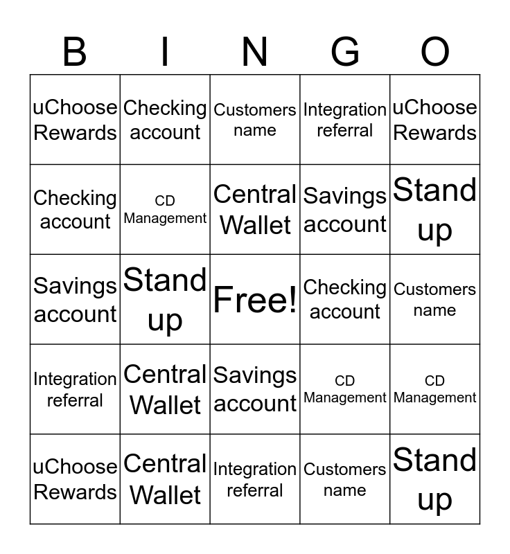 Central Bank Bingo PB Bingo Card