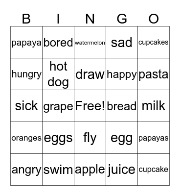 107 四上 Unit 3,4 Vocabulary Bingo Card