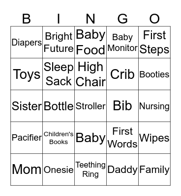 Baby Shower Bingo Card