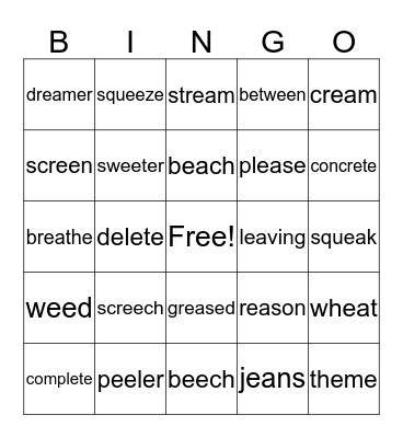 EE-EA  Bingo Card