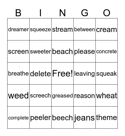 EE-EA  Bingo Card